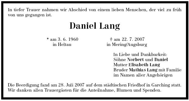 Lang Daniel 1960-2007Todesanzeige